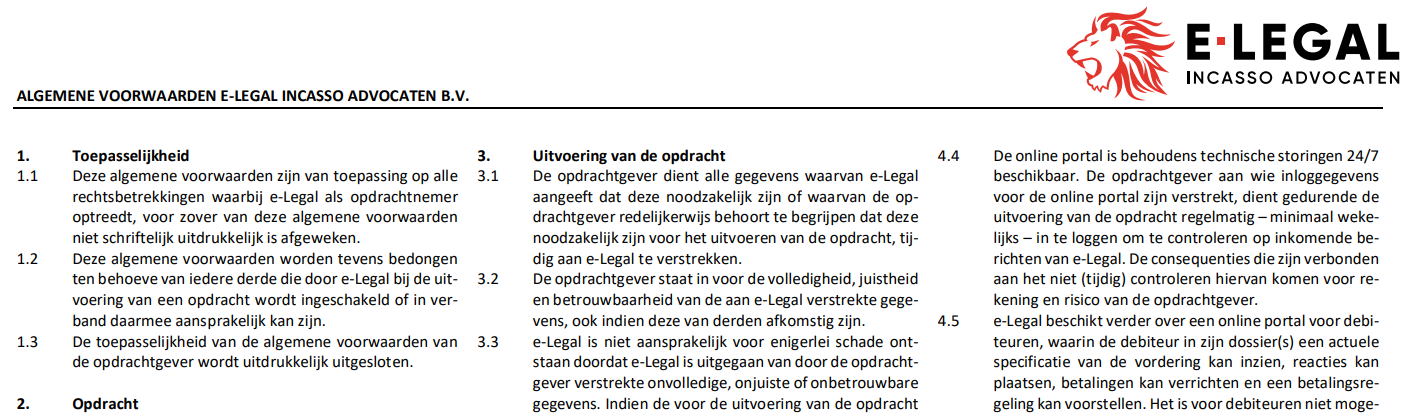 aanmaningskosten in algemene voorwaarden